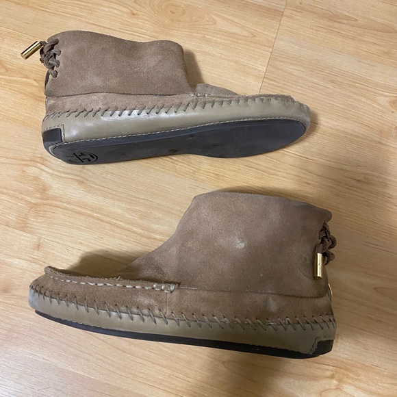 Tory Burch Tan Suede Signature Moccasin Booties - Picture 4 of 5